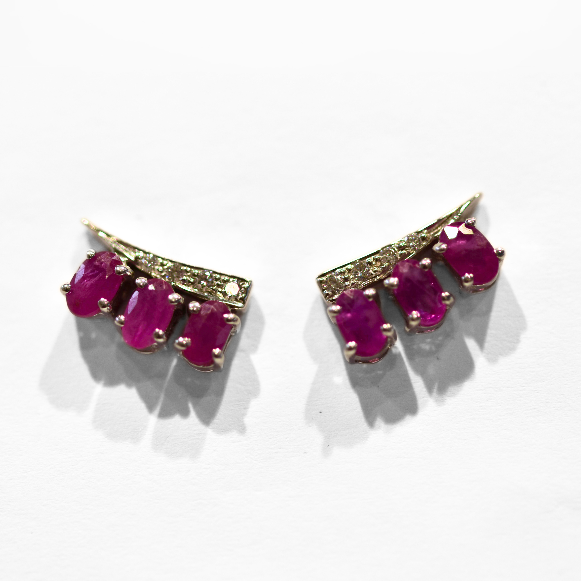 Picture of Natural Ruby & Diamond Earrings